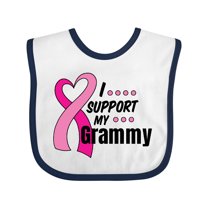 Inktastic Breast Cancer Awareness I Support My Grammy with Pink Ribbon Boys or Girls Baby Bib