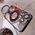 thumbnail image 2 of Luxury Ring Holder Bracket Magsafe Case for iPhone 15 13 14 12 Pro Max iPhone 11 Transparent Hard Acrylic PC Cover for iPhone 15, 2 of 5