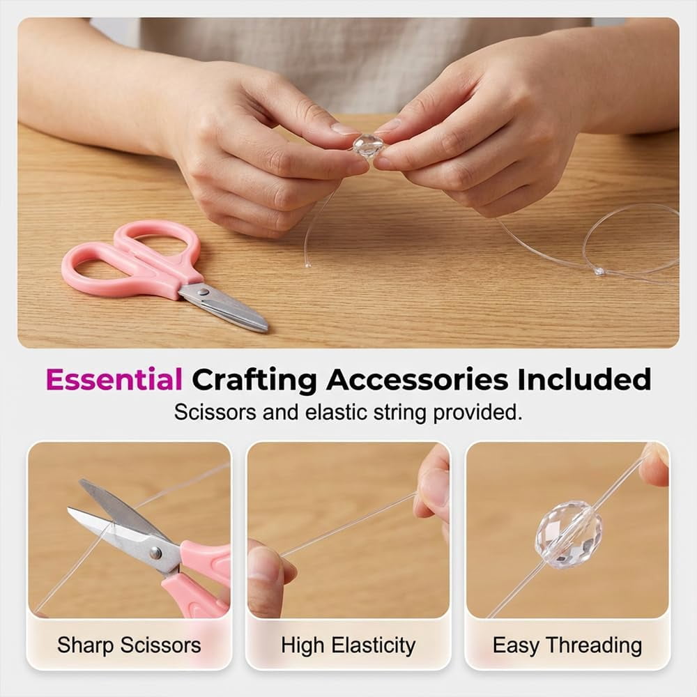 560Pcs 6*12mm Glass Beads Bracelet Making Kit, 24 Colors Bamboo & Teardrop Crystal Beads For DIY Jewelry Crafts For Girls And Adults