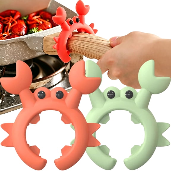 Crab-Shaped Pot Handle Spoon Rest, 2-in-1 Silicone Utensil & Lid Holder, Heat-Resistant for Stovetop Cooking
