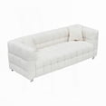 thumbnail image 5 of Modern Beige White Teddy Plush Sofa 80 Inch for Living Room with Heavy-Duty Hardware Foot Support and 2 Throw Pillows, 5 of 8