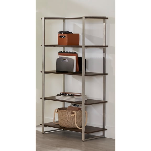 Realspace® Trezza 60"H 4-Shelf Bookcase, Warm Walnut