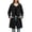 #0088-Black, variant on Women's Long Hooded Waterproof Jacket with Drawstring Waist and Pockets for Hiking Travel Outdoor