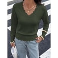 thumbnail image 3 of BTFBM Fall Long Sleeve Sweaters for Women | V Neck,Drop Shoulders,Scallop Edges,Lightweight Knit Sweaters Top,Daily Wear,Holiday,Christmas,Winter Clothing, 3 of 9