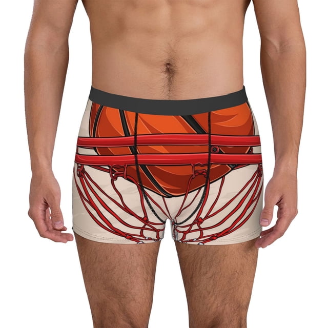 Balery Basketball Shot Calzoncillos bóxer para hombre, ropa interior de algodón suave y transpirable con cinturilla de nailon-X-Large