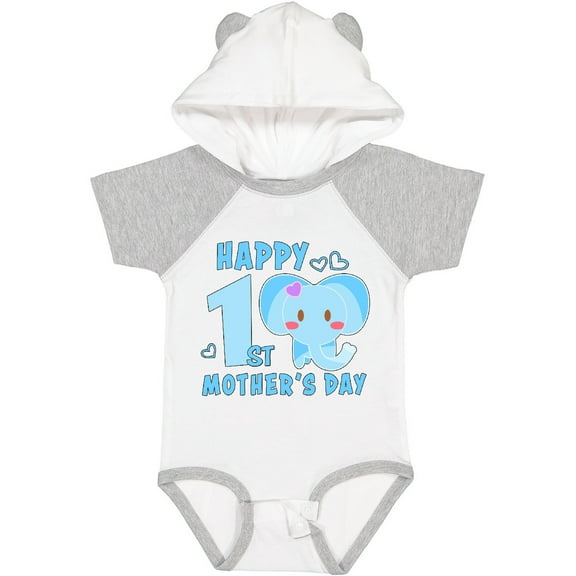 Inktastic Happy First Mothers Day with Elephant Boys or Girls Baby Bodysuit