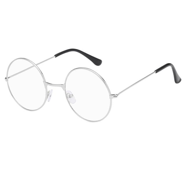Adults Metal Frame Glasses With Clear Fashion Unisex Classic Metal Frame Mirror Rounded Glasses