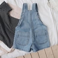 thumbnail image 5 of XIMIN Toddler Girls' Denim Overall Shorts - Adjustable Strap Jean Short Overalls with Patch Pockets for Toddlers (Blue, 5-6 Years), 5 of 6