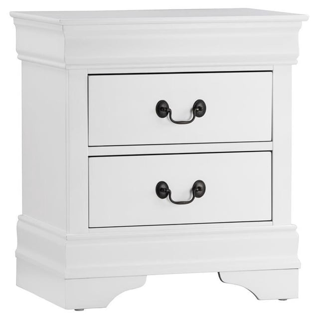 Pemberly Row Traditional 2-Drawer Wood Nightstand in White Finish