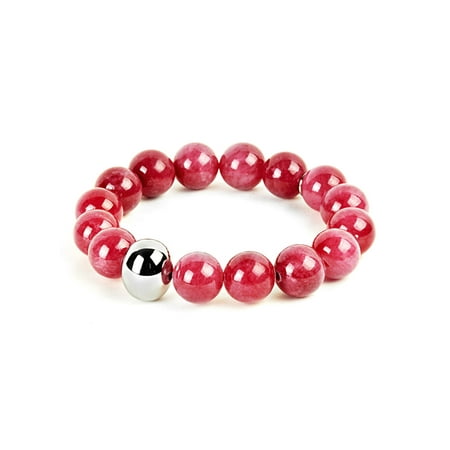 Cerise Jewelry - ELYA Cerise Dyed Jade and Stainless Steel Bead Stretch Bracelet