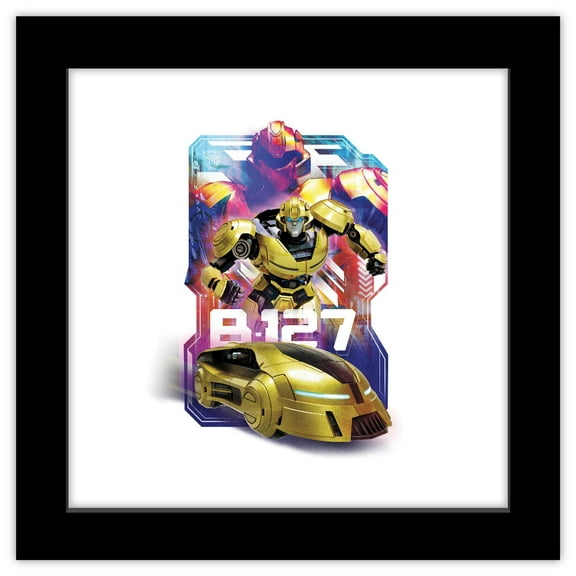 Gallery Pops Transformers One - B-127 Cybertron Badge Wall Art, Black Framed Version, 12" x 12"