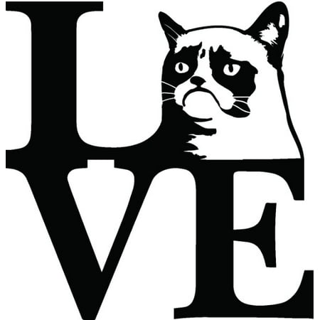 1x Black Love Paw Grumpy Cat Car Window Decal Sticker Best Vinyl Die Cut (Best Car Window Decals)