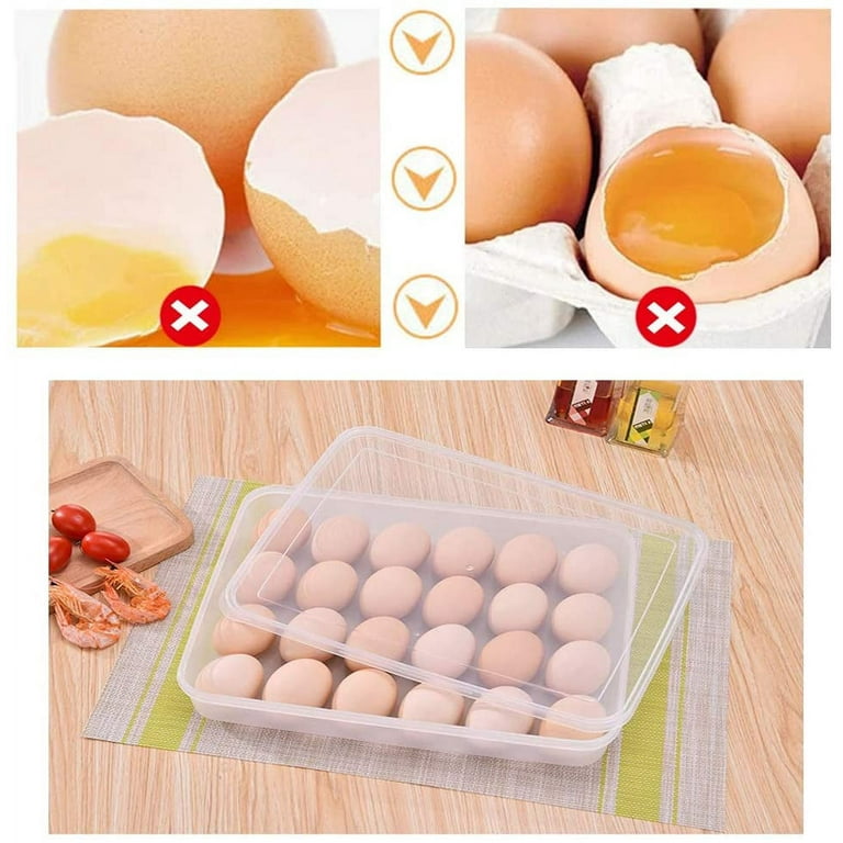3 Pack Covered Egg Holders for Refrigerator,Clear 3X24 Deviled Egg Tray  Storage Box Dispenser,Stackable Plastic Egg Cartons,Egg Holder  Countertop(72 Eggs) 