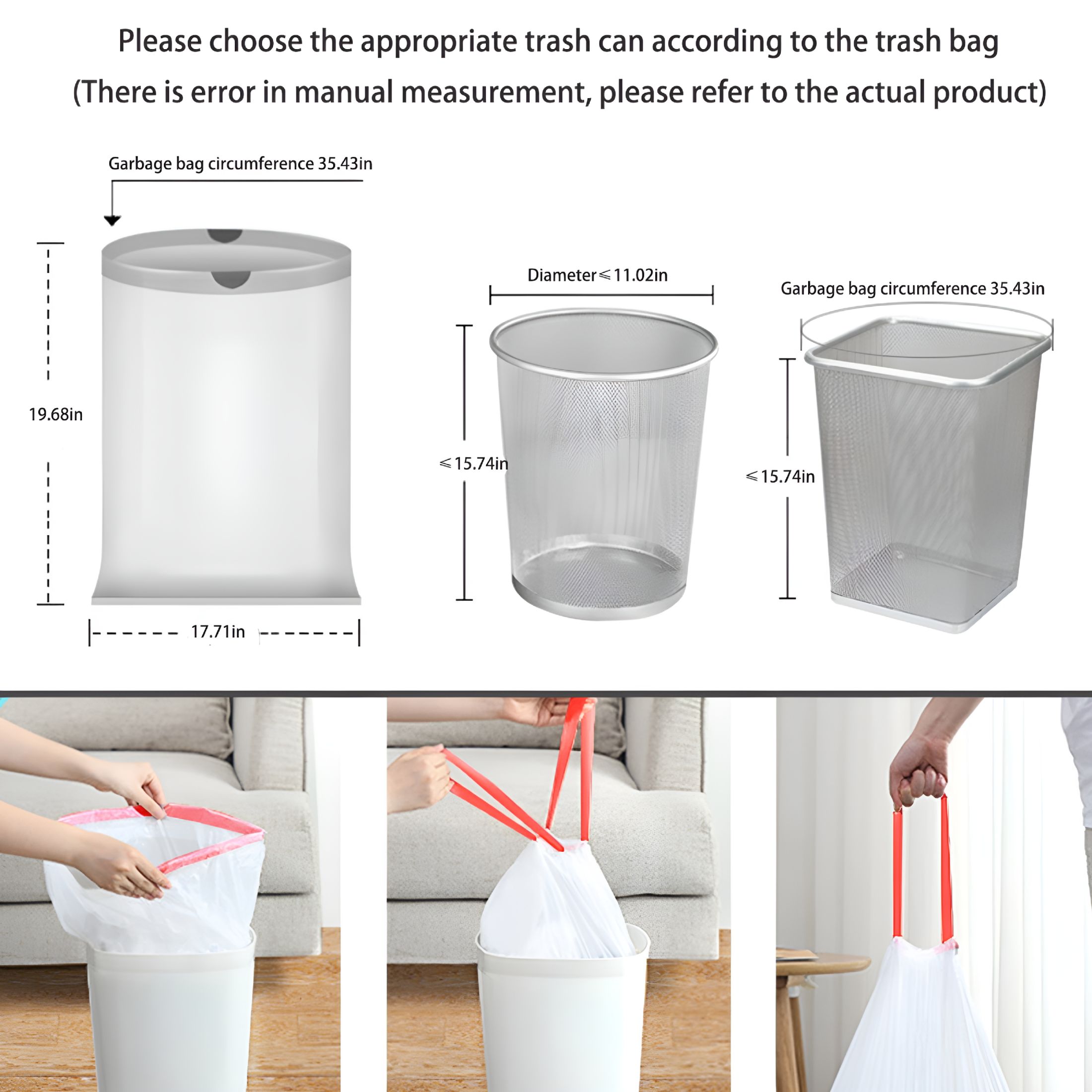ACDANC 2.5 Gallon Strong Trash Bags Garbage Bags,Bathroom Trash Can Bin Liners,Small Plastic Bags for Home Office Kitchen,Clear