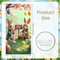 thumbnail image 2 of Cartoon Easter Bunny Banner Blue Bow Tie Rabbit Door Cover Pink Polka Dots Fluffy Texture Bunny Backdrop for Easter Decoration Door Decor Kids Party, 2 of 4