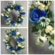thumbnail image 5 of Corona de crisantemo de rosa artificial de estilo europeo decoración de puerta dintel de puerta decoración de pared colgante arreglo floral para el hogar de boda - azul (diámetro e, 5 of 12