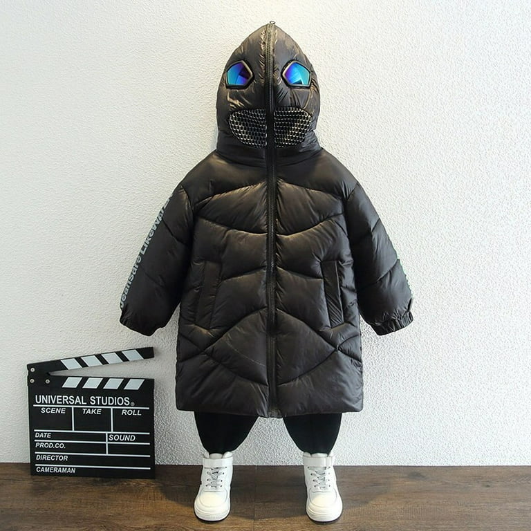 2021 Winter Kids Boys Glasses Jackets Hood Children Warm Windbreaker Parkas Down Cotton Coats With Glasses Clothes 2 13Years Old Walmart