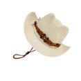 thumbnail image 2 of Wweixi Materials Suitable For Seaside Vacation Brown Cowboy Hat For Men Summer Straw beige, 2 of 6