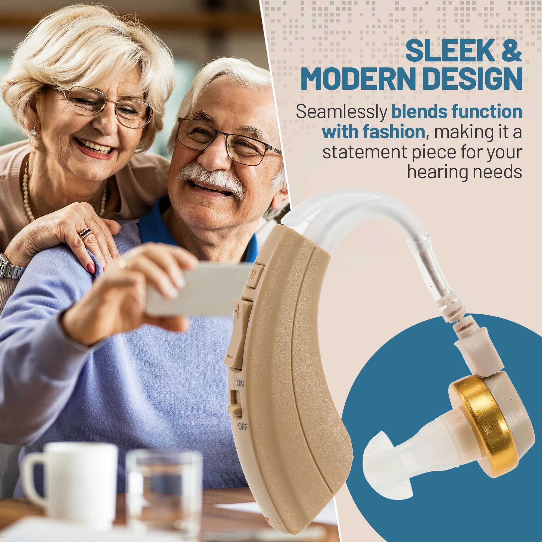MEDca Small Discreet Digital Hearing Amplifier, Beige, 1 Pack