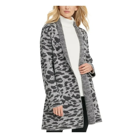 DKNY $119 Womens New Gray Animal Print Long Sleeve Sweater XS\S B+B