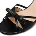 thumbnail image 3 of XYD Women Cute Bowknot Round Open Toe Slip On Sandals Kitten Low Heel Mules Summer Chic Resort Shoes Size 15 Black, 3 of 4
