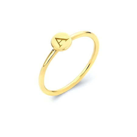 14k Real Solid Gold Initial Stacking Ring, Personalized in Every Letter of the Alphabet MIDI Ring for Women