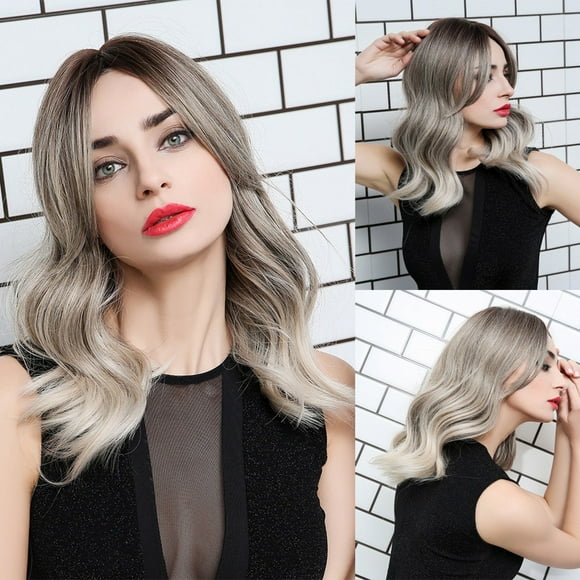 CSEONEP Big Deals Items,Women's Gray Wig Long Curly Wavy Hair Wigs for Girls Beauty Sexy Cosplay