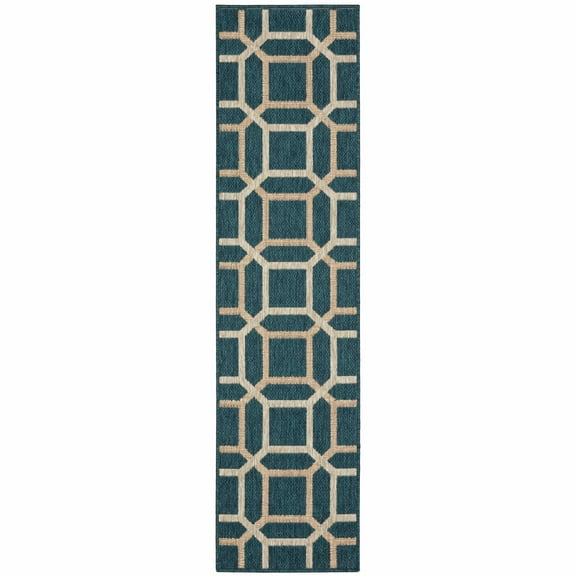 Avalon Home Lakeland Geo Tile Teal Indoor/Outdoor Area Rug