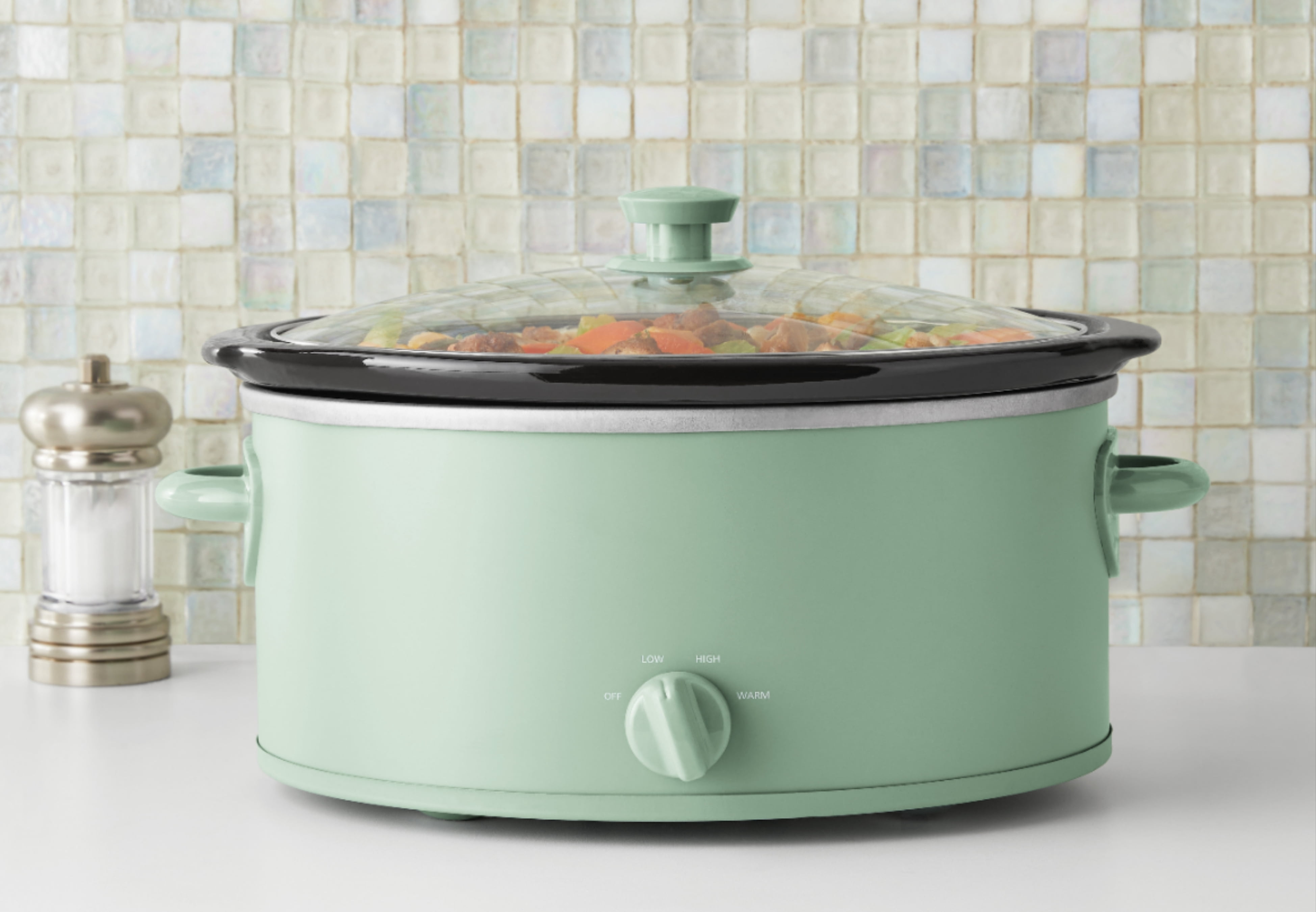 Mainstays 6 Quart Manual Slow Cooker, Green Sage