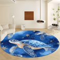 thumbnail image 2 of Round Rug Blue 5ft Watercolor Turtle Area Rugs Washable Rug, Non-Slip Rugs for Living Room, Rugs for Bedroom, Circle Rug Low Pile Soft Room Decor for Teen Kids, 2 of 7