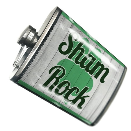 

NEONBLOND Flask Sham Rock St. Patrick s Day Shamrock on Wood