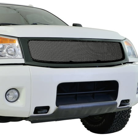 Shell Precision Grilles - EAG EAG Replacement Grille Black Stainless Steel Wire Mesh with ABS Shell for 04-07 Nissan Titan/Armada
