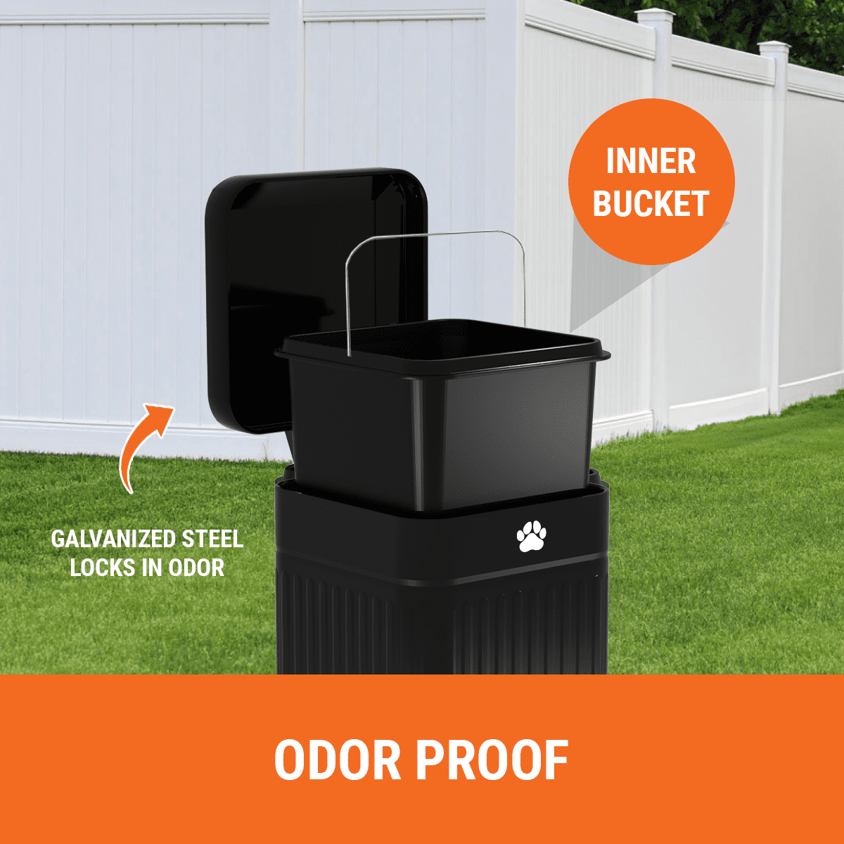Pupzle Dog Poop Trash Can Outside, Trash Can for Dog Poop, 1.3 Gal, Black