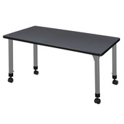 Romig Trek 42 x 24 in. Height Adjustable Mobile Classroom Activity Table- Grey Top & Grey Base