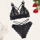 thumbnail image 3 of Lencería de encaje ropa interior de mujer de dos piezas de cintura alta con cuello en V de color puro para la noche de bodas para dama ANGGREK Otros, 3 of 7
