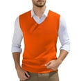 thumbnail image 7 of MNCEKFOD Mens Tank Tops Summer 2025 Casual Sleeveless V Neck Knitted Sweater Vest Plain Loose Fit Soft and Comfy Relaxed Fit Mens Tops Orange M, 7 of 7