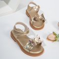 thumbnail image 4 of FINALGANG Little Girls Adjustable Ankle Strap Floral Applique Closed Toe Sandals Shiny Upper Flat Sole Summer Party Kids Princess Sandals Casual Shoes 2.5-3 Years, 4 of 6