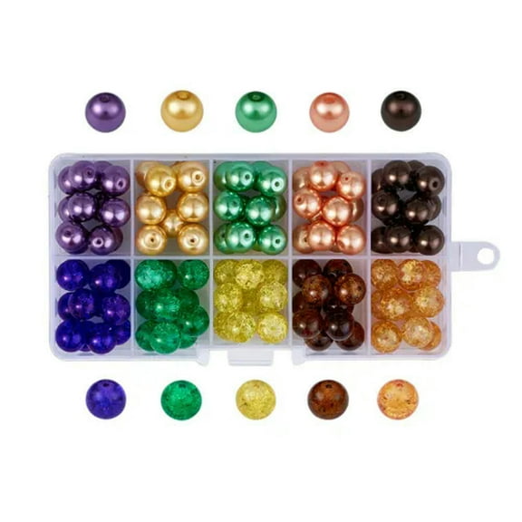 U8MO 100pc Mixed Glass Glass Pearl Beads Round Loose Spacer Craft Jewelry Making 10mm-Halloween Mix