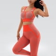thumbnail image 2 of BLVB Workout Outfits for Women 2 Piece Outfits Seamless Crop Tank High Waist Yoga Leggings Sets Active Wear Orange, 2 of 4