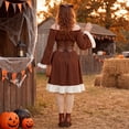 thumbnail image 6 of Renaissance Dresses for Women Gothic Witch Dress Off Shoulder Bell Sleeve Lace Up Corset Tiered Ruffle Medieval Peasant Gothic Halloween Dress Brown XL, 6 of 8