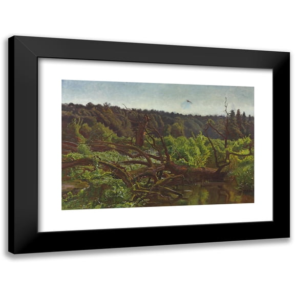 Jozef Chelmonski 14x11 Black Modern Framed Museum Art Print Titled - Deep Forest - Windthrows (circa 1902)