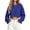 Blue, variant on Women's Crewneck Crop Top Long Sleeve Casual Pullover Shirt with Ruched Cuffs Relaxed Fit Solid Color Blouse for Spring Fall Daily Wear