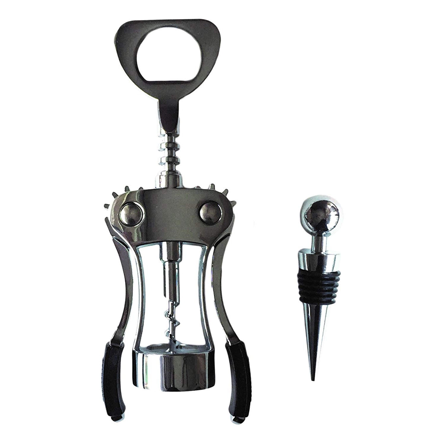Wing Corkscrew Wine Bottle Cork Opener By Premium Professional All-in-one Set with Bonus Wine Bottle Stopper for Wine Enthusiast Waiters and ...