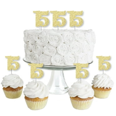 Big Dot of Happiness Gold Glitter 15 - No-Mess Real Gold Glitter Dessert Cupcake Toppers - 15th Birthday Party Clear Treat Picks - Set of 24