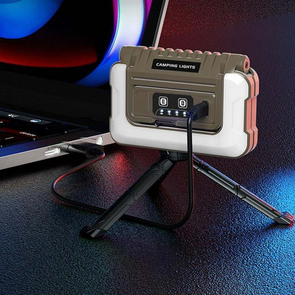 LED Camping Light USB Rechargeable Portable Work Light Foldable Outdoor Lantern Three Light Source Adjustable Modes Emergency Lighting Hanging Hook Magnetic Base