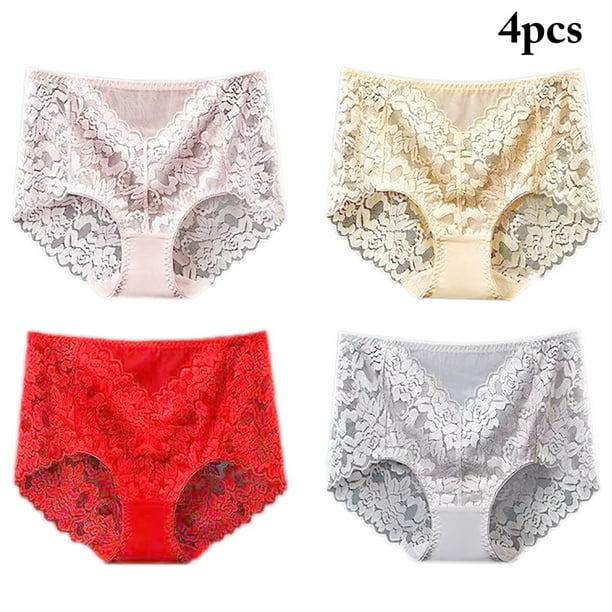 4pcs Women's Cotton Underwear High Waisted Full Coverage Ladies Panties