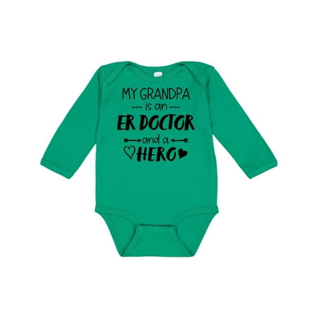 

Inktastic My Grandpa is an ER Doctor and a Hero Gift Baby Boy or Baby Girl Long Sleeve Bodysuit