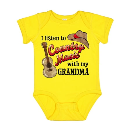 

Inktastic I Listen to Country Music with My Grandma Guitar and Hat Gift Baby Boy or Baby Girl Bodysuit