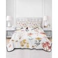 thumbnail image 2 of Quilts Full Size Bedding Set, Pink Floral Lightweight Quilted Comforter, Watercolor Flowers Botanical Farmhouse Soft Reversible Bedspread Coverlet with Pillow Covers for All Season, 78" x 90", 2 of 7