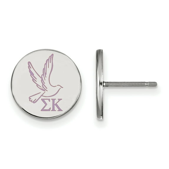 Sterling Silver LogoArt Sigma Kappa Enameled Post Earrings Sterling Silver Earrings